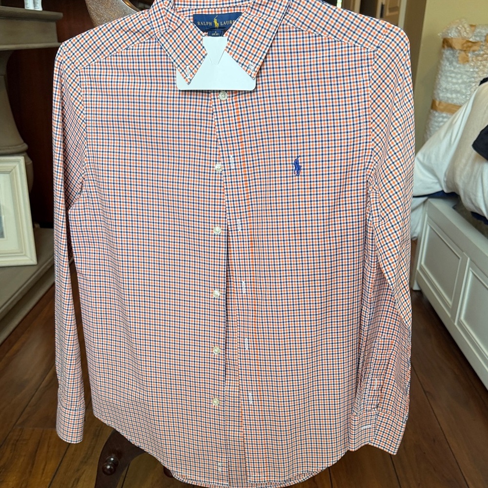 Ralph Lauren Men's Red and White Plaid Shirt